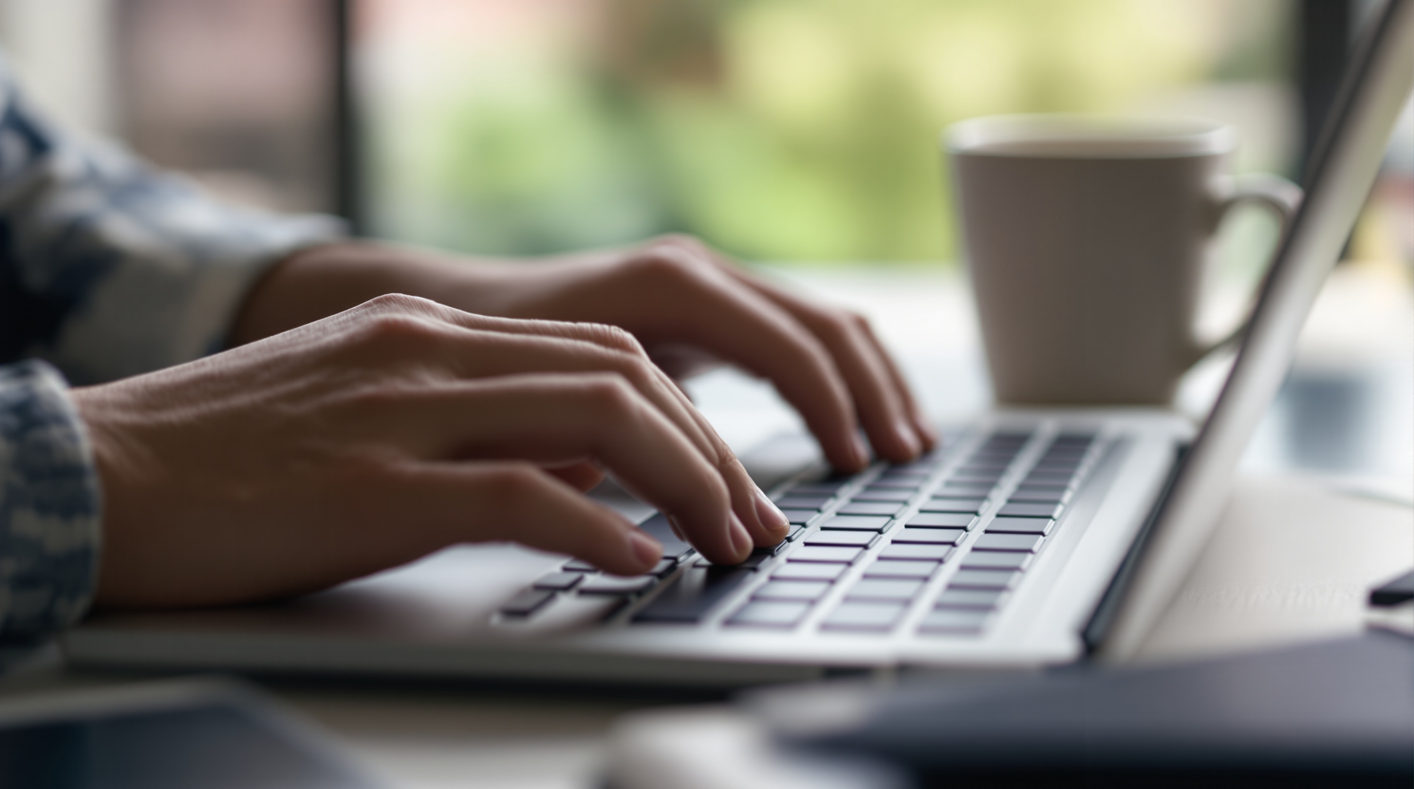 Hands typing a genuinely helpful article on a laptop